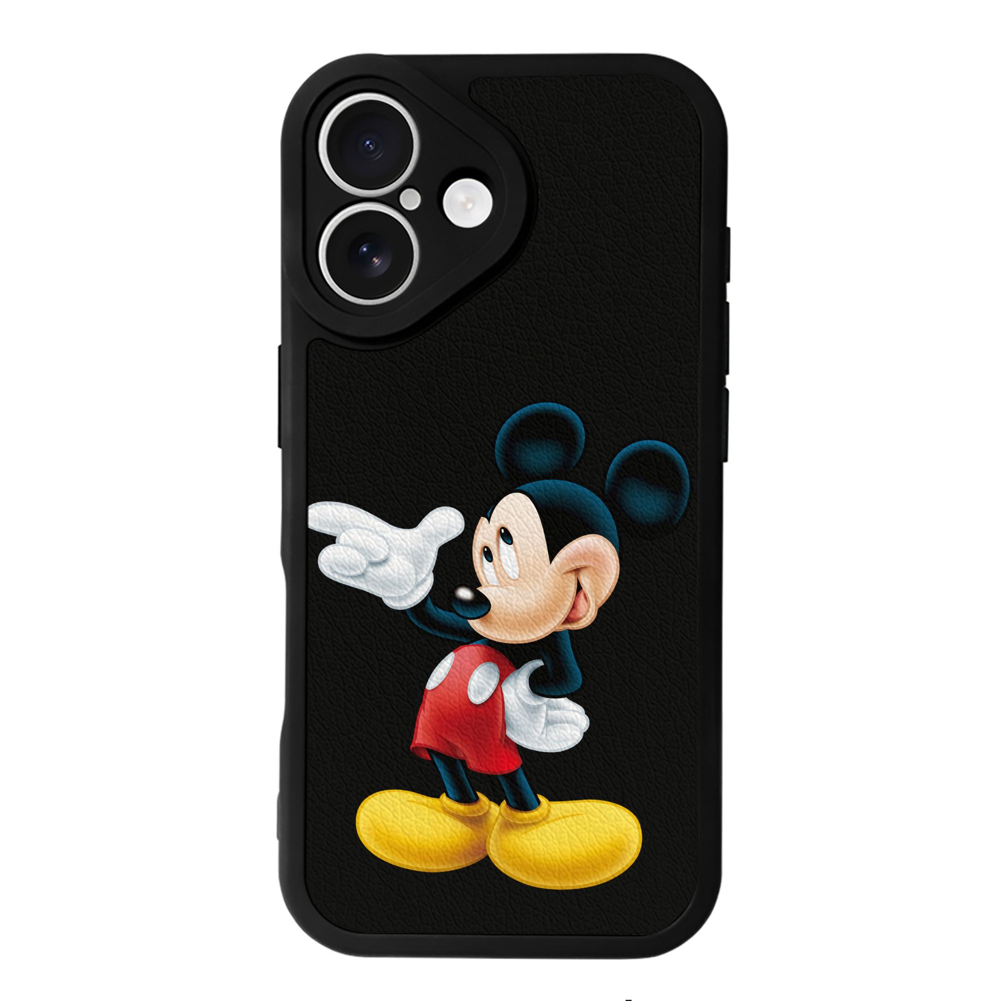 （画像用） ミッキーマウス Mickey Mouse 【iPhone 16シリーズ対応】シリコンスマホケース（レザー調） 材質：シリコン